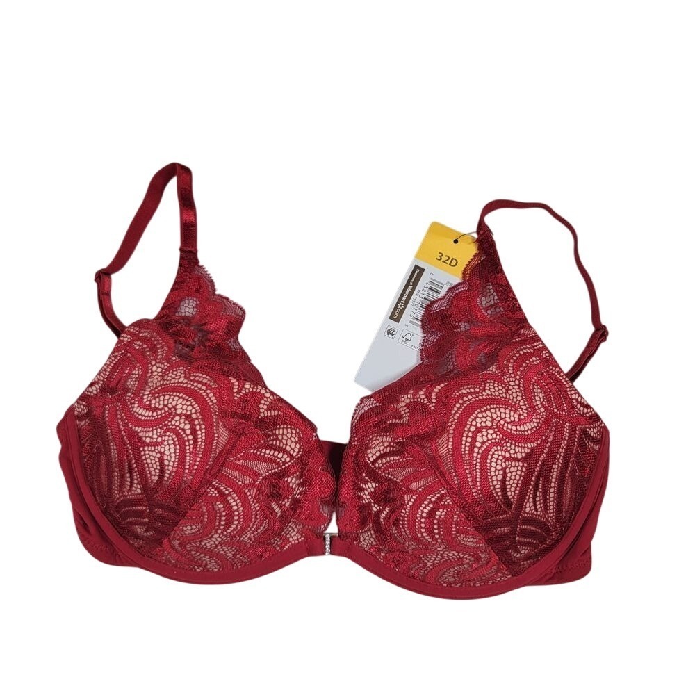 NWT Adored‎ by Adore Me Layla Push Up Bra Sz 32D Red Lace